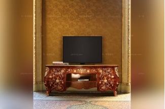 Minotti Luigi&Benigno欧式实木雕花木饰面拼花电视柜