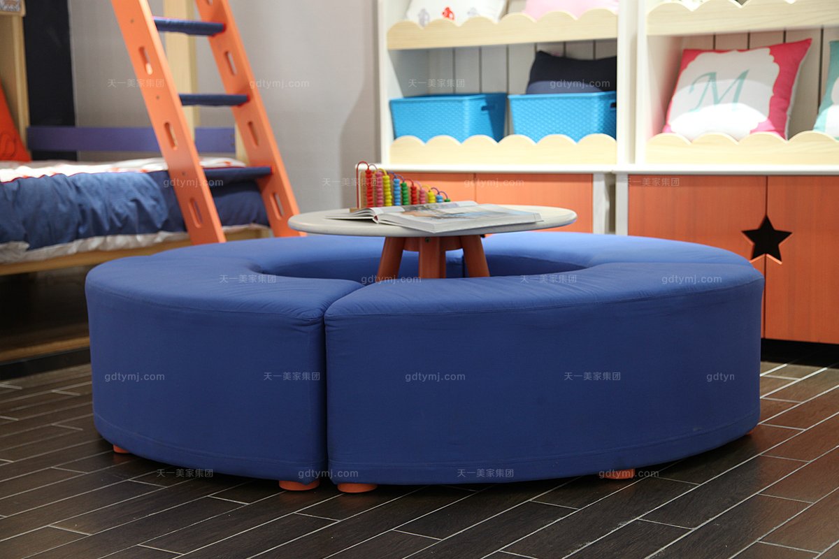 LUTUBE视频在线观看儿童家具品牌蓝色布艺圆凳