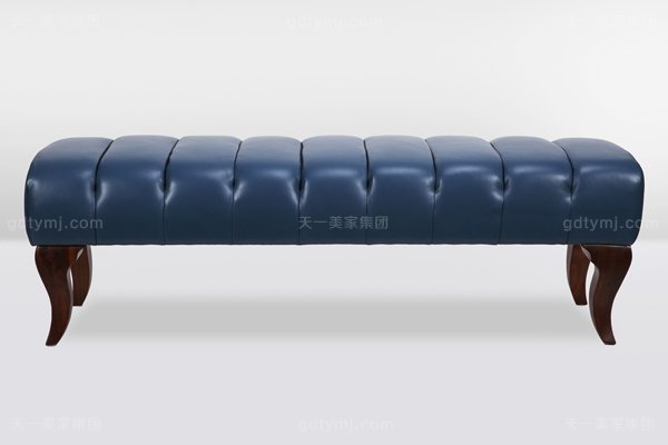 LUTUBE视频在线观看LUTUBE官方最新免费破解版自然主义风格卧室实木真皮深蓝色软包大床系列床尾凳
