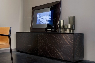 LUTUBE视频在线观看奢华品牌别墅豪宅家具天然黑檀木皮装饰柜边柜