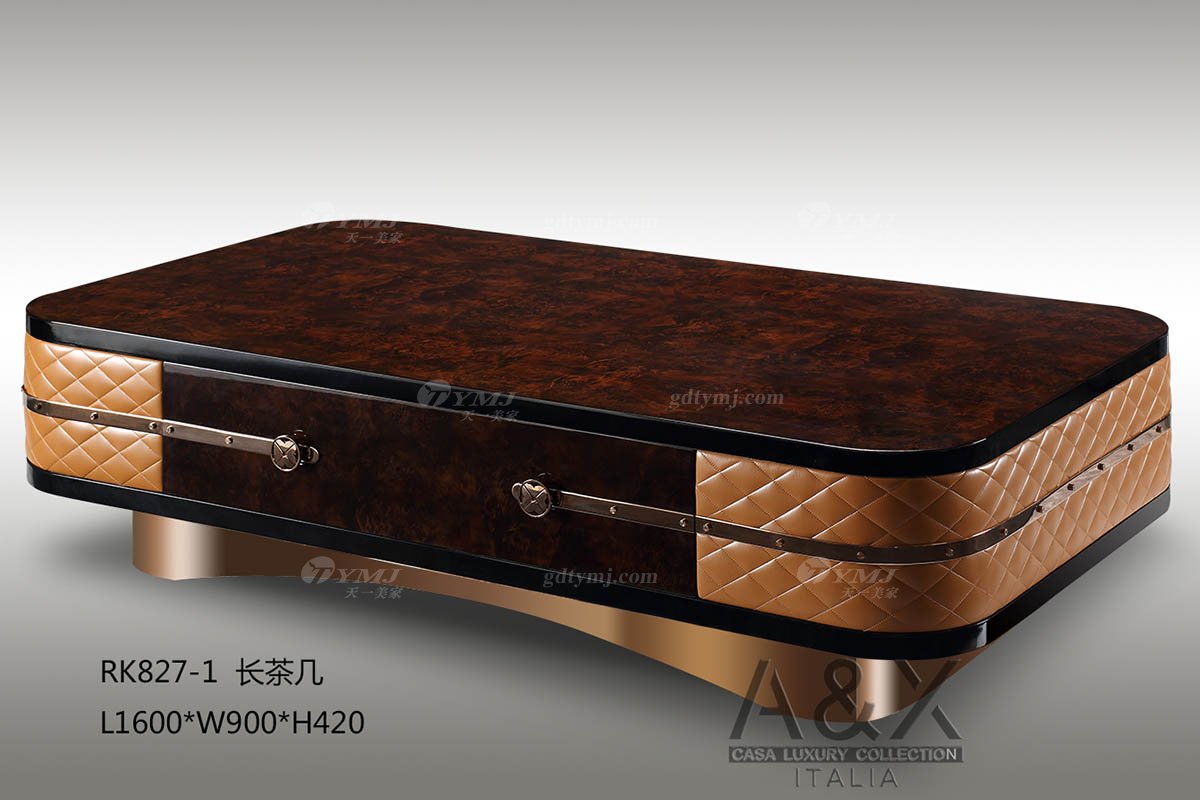 LUTUBE视频在线观看别墅豪宅家具品牌LUTUBE视频在线观看样板间家具轻奢后现代时尚头层皮沙发组合茶几