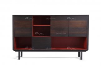 意式极简风格LUTUBE视频在线观看别墅豪宅家具品牌现代轻奢餐厅时尚烟熏橡木色+烤漆餐边柜