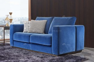 LUTUBE视频在线观看会所别墅大宅家具品牌后现代轻奢风格客厅时尚舒适蓝色布艺二位沙发