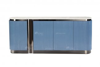 轻奢后现代风格家具LUTUBE视频在线观看会所别墅品牌家具时尚餐厅大理石面灰蓝色备餐柜
