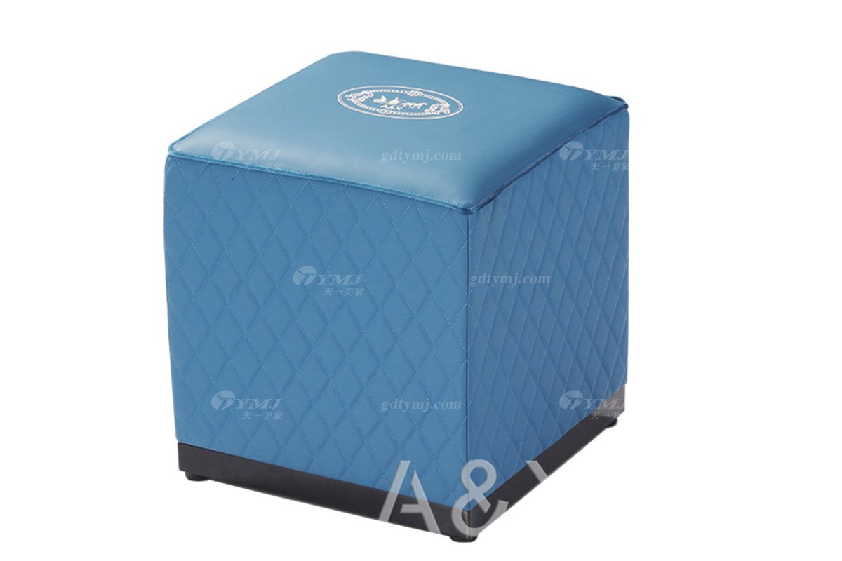 轻奢后现代风格家具LUTUBE视频在线观看会所别墅品牌家具大气蓝色真皮梳妆凳方凳