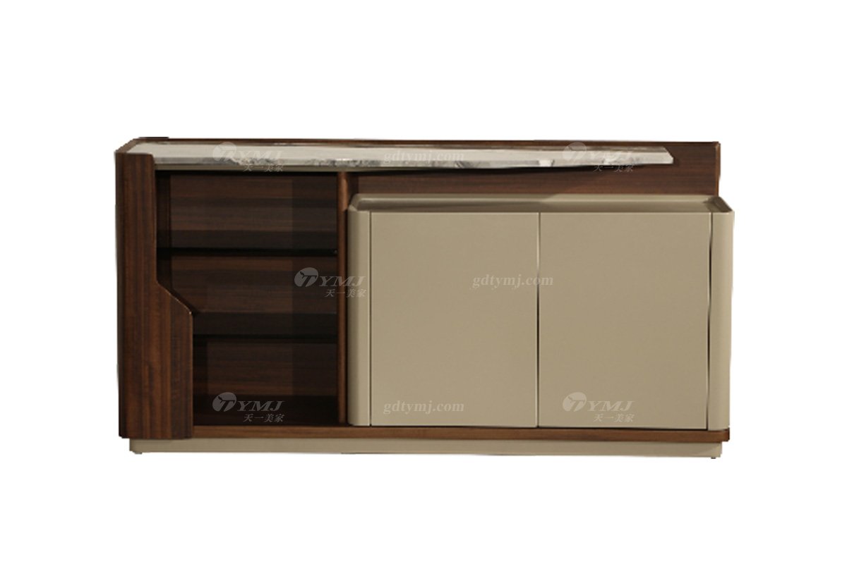 极简风格家具LUTUBE视频在线观看别墅会所简约天然大理石卡其色餐边柜