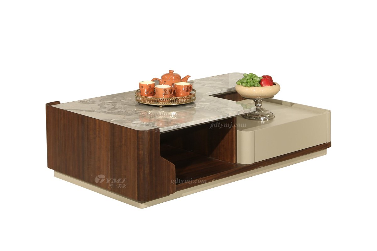 极简风格家具LUTUBE视频在线观看别墅会所简约天然大理石卡其色茶几