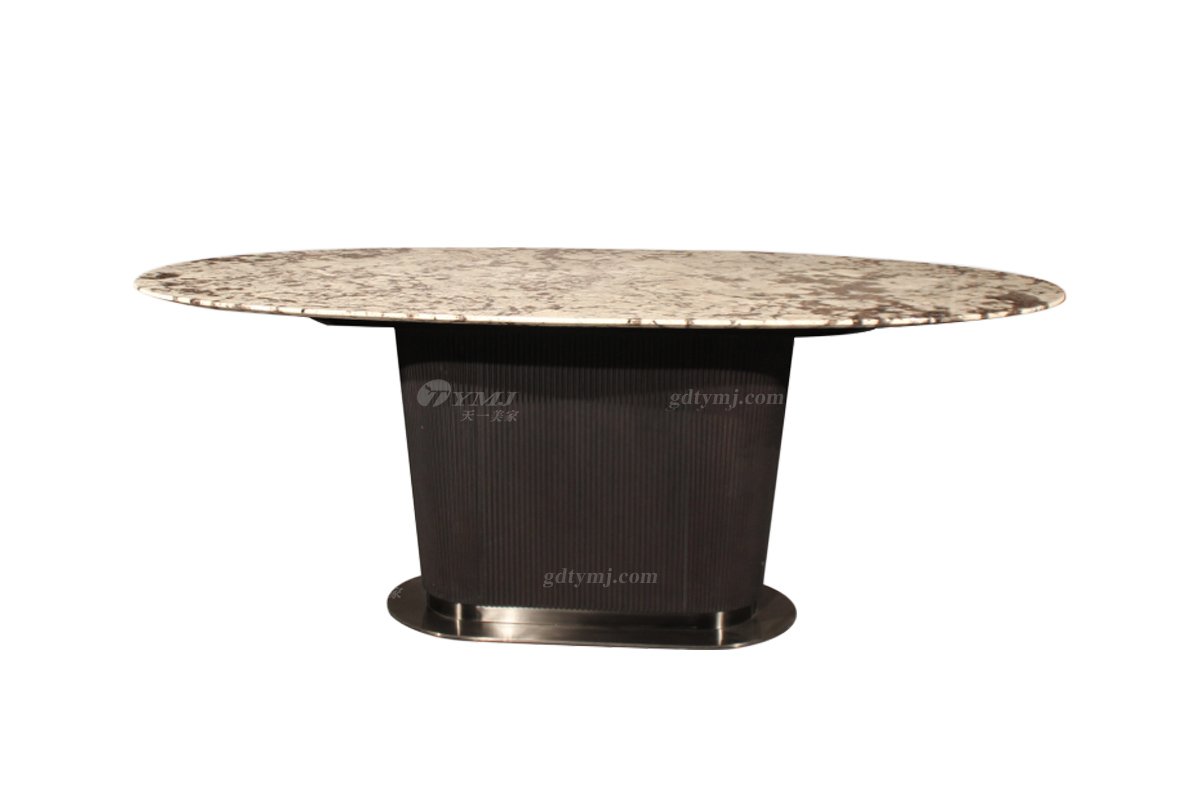 极简风格家具LUTUBE视频在线观看别墅会所简约天然大理石面长餐台