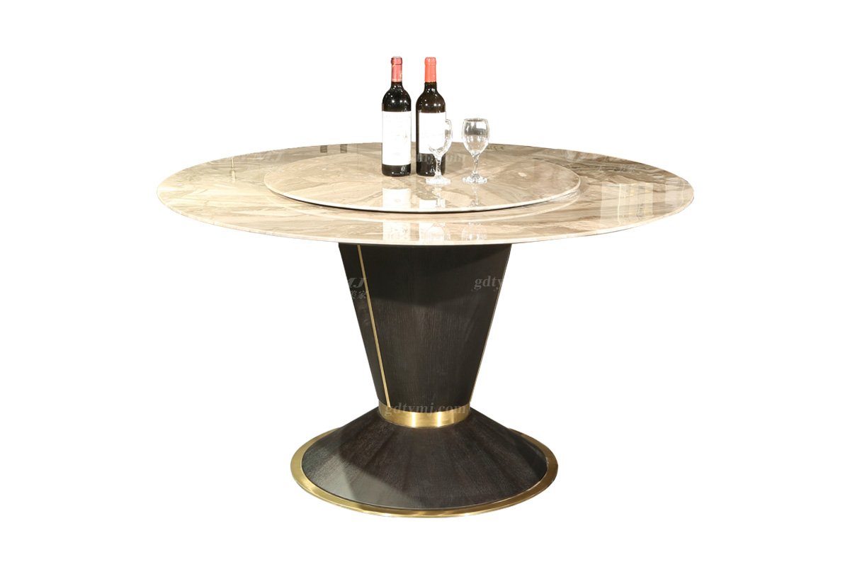 极简风格家具LUTUBE视频在线观看别墅会所简约天然大理石面圆餐台