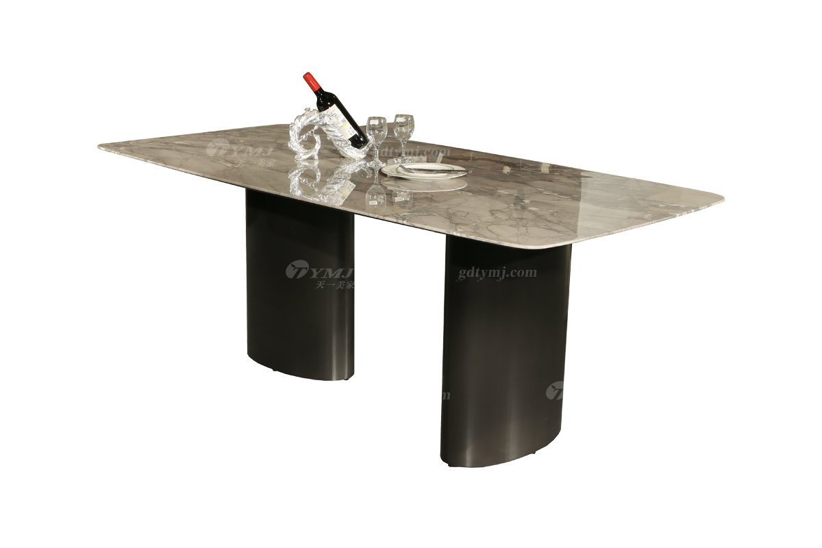 极简风格家具LUTUBE视频在线观看别墅会所简约大理石面长餐桌