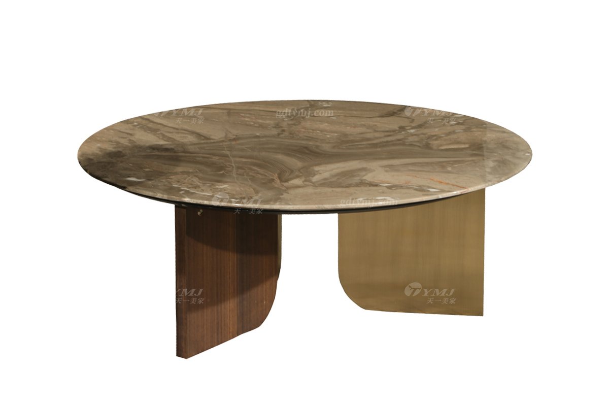 极简风格家具LUTUBE视频在线观看别墅会所简约香槟金+大理石茶几