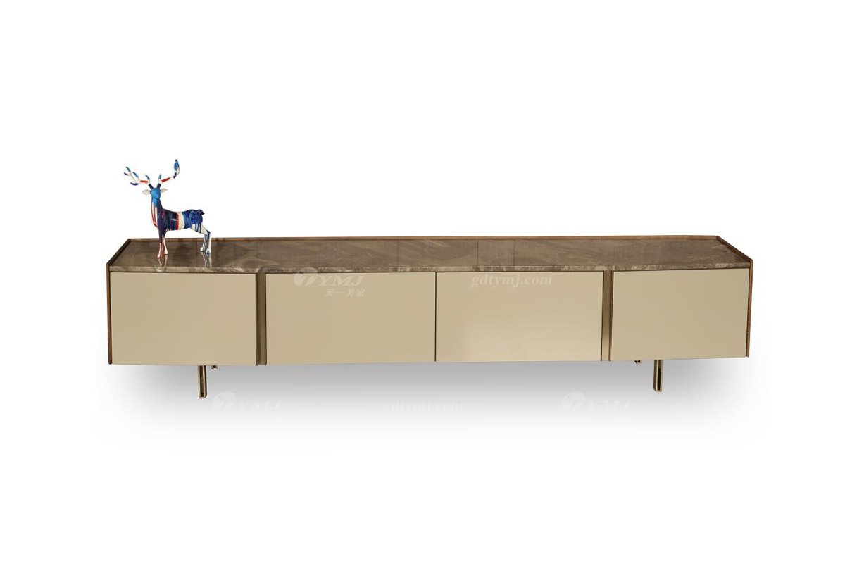 极简风格家具LUTUBE视频在线观看别墅会所大气家用香槟金+天然大理石地柜