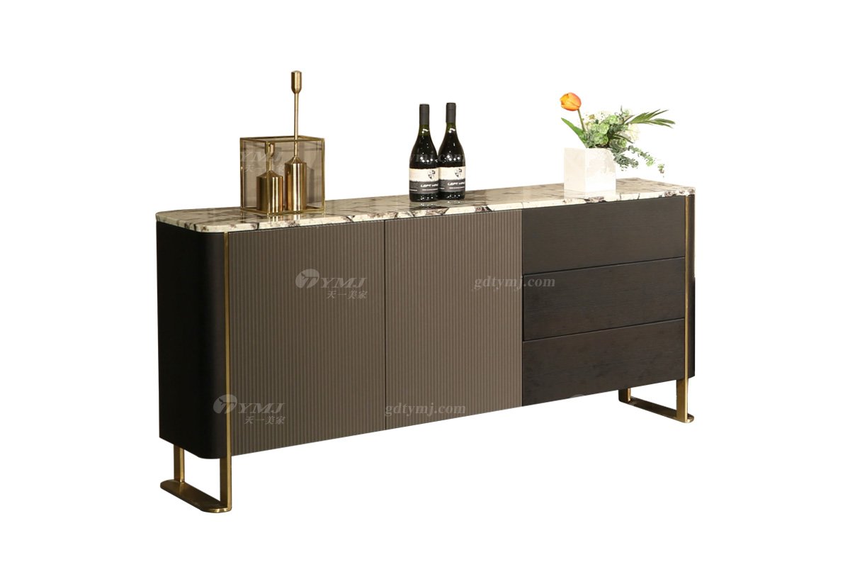 极简风格家具LUTUBE视频在线观看别墅会所大宅家用钛金五金+天然大理石餐边柜