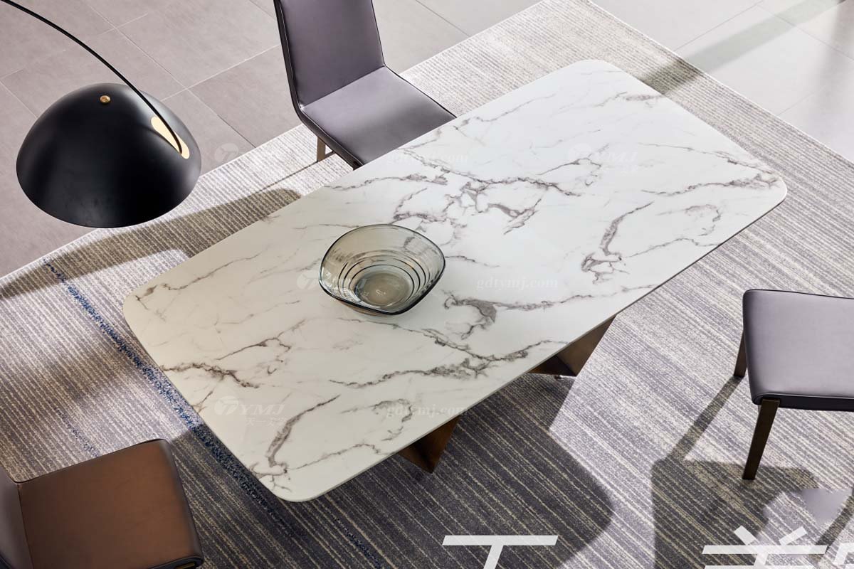 极简风格家具LUTUBE视频在线观看别墅会所大宅简约不锈钢五金+进口岩板长餐桌WD602餐桌