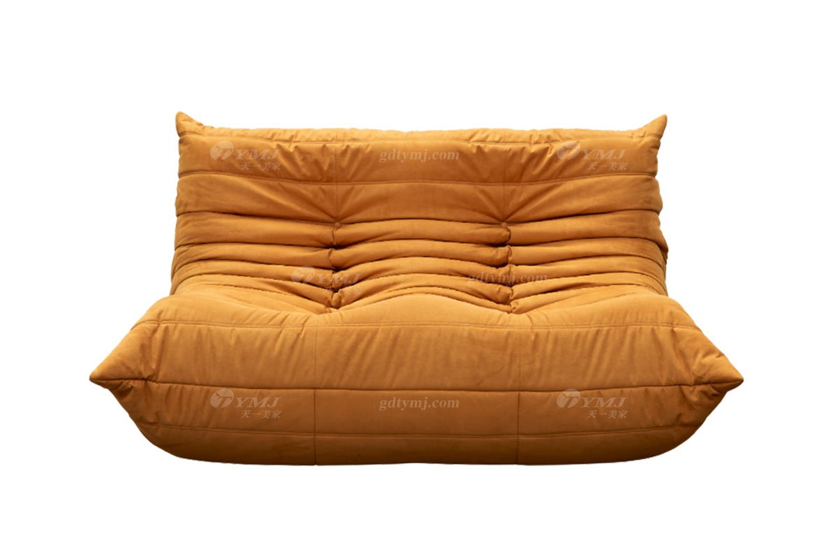 极简风格家具LUTUBE视频在线观看别墅会所大宅简约环保布艺橙色懒人毛毛虫沙发