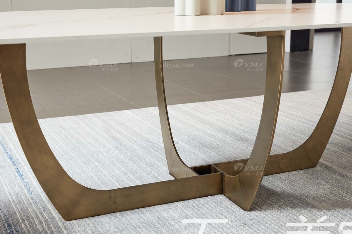 极简风格家具LUTUBE视频在线观看别墅会所大宅时尚拉丝不锈钢底+进口岩板长餐桌WD604餐桌