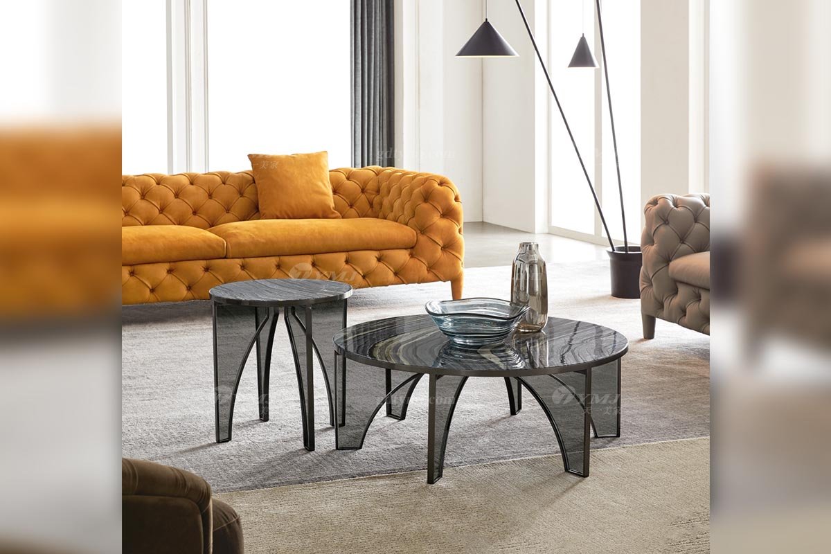 极简风格家具LUTUBE视频在线观看别墅会所大宅时尚黑钛不锈钢+玻璃大理石组合茶几WD606茶几组合