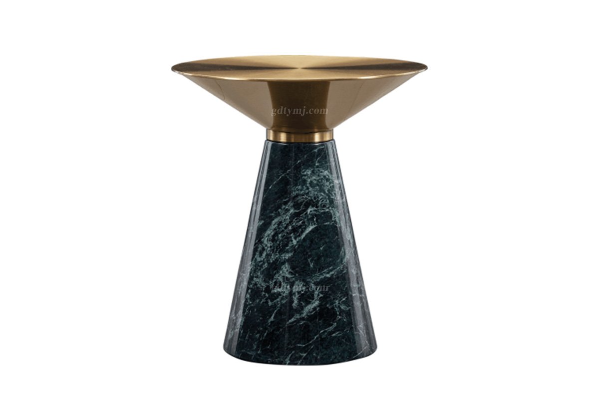 极简风格家具LUTUBE视频在线观看别墅会所大宅简约不锈钢电镀黄铜+大花绿大理石角几