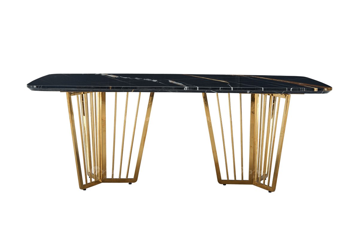 极简风格家具LUTUBE视频在线观看别墅会所大宅简约不锈钢底+劳伦黑金大理石长餐台