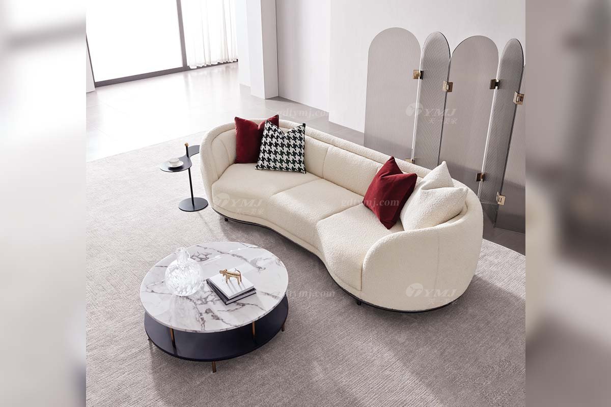 极简风格家具LUTUBE视频在线观看别墅会所大宅时尚创意实木白色布艺扶手四位沙发WD713沙发场景