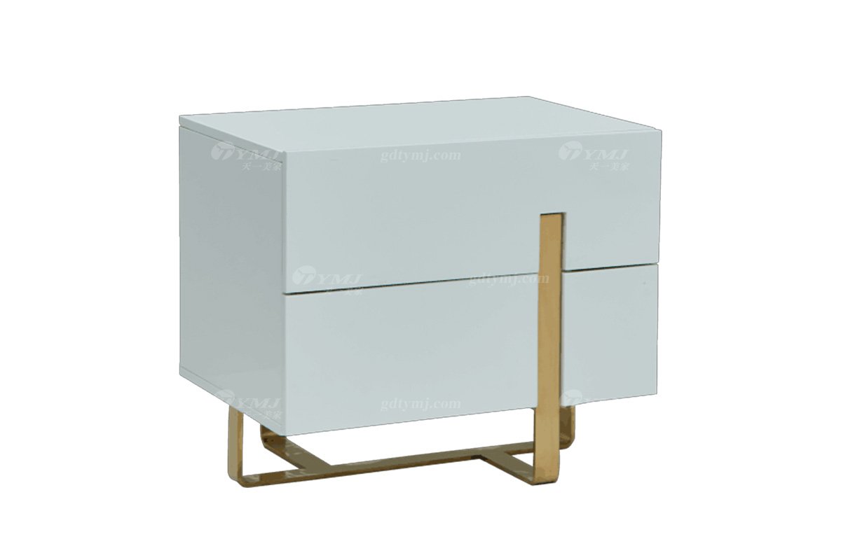 极简风格家具LUTUBE视频在线观看别墅会所大宅简约E1级环保板+不锈钢白色床头柜