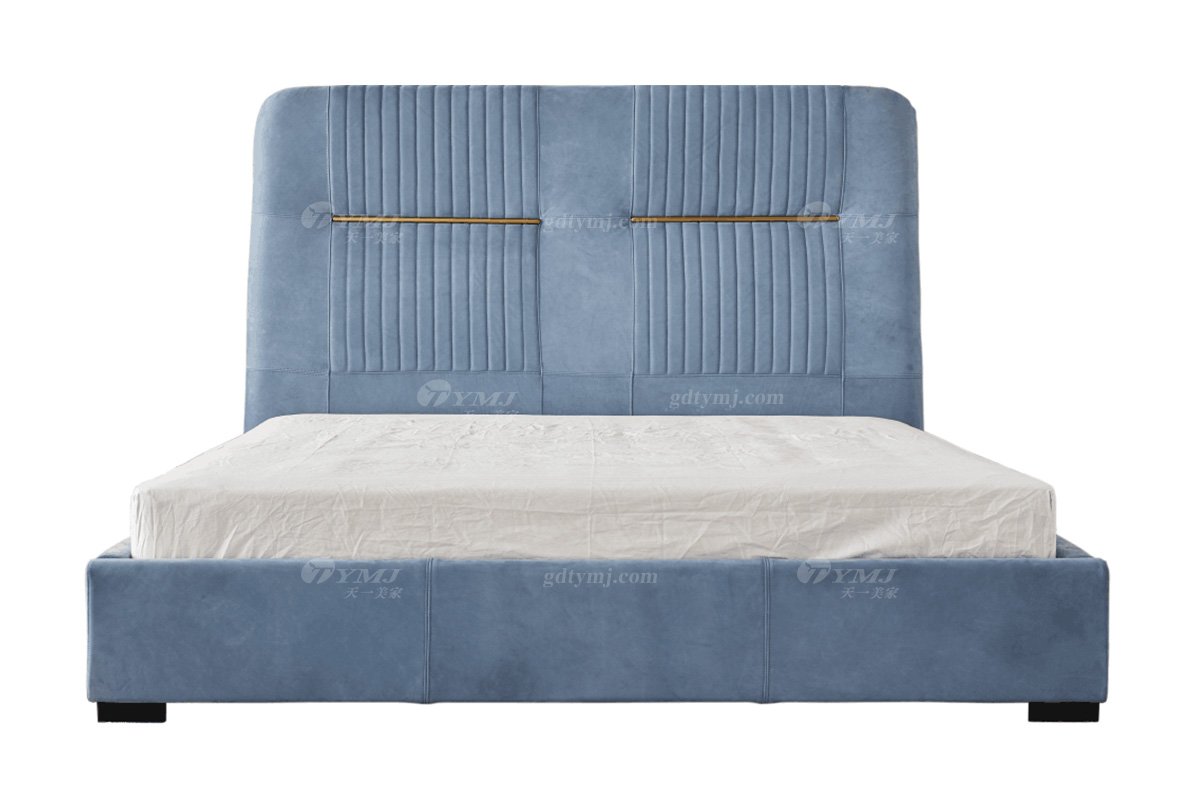 极简风格家具LUTUBE视频在线观看别墅会所大宅时尚进口实木+磨砂皮大床