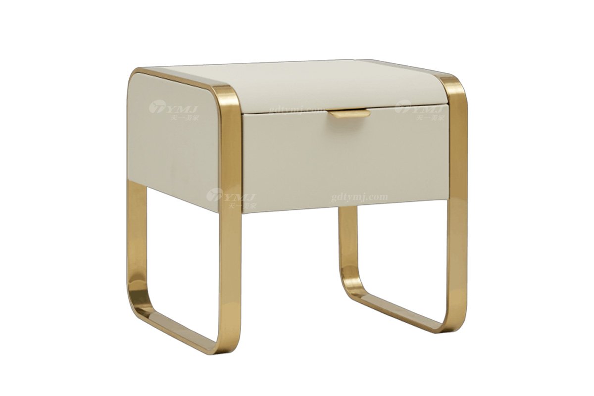 极简风格家具LUTUBE视频在线观看别墅会所大宅时尚超纤皮艺+不锈钢白色床头柜