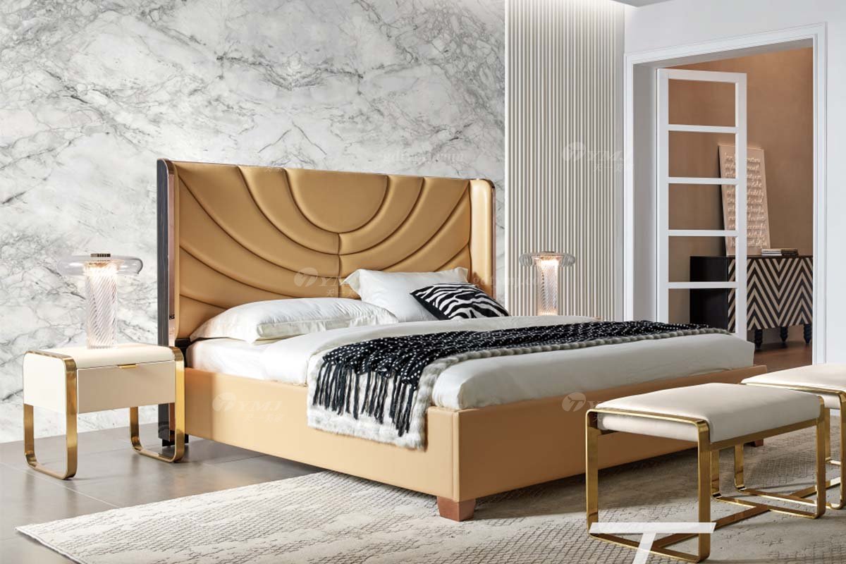 极简风格家具LUTUBE视频在线观看别墅会所大宅时尚超纤皮艺+不锈钢白色床头柜WD609床头柜场景