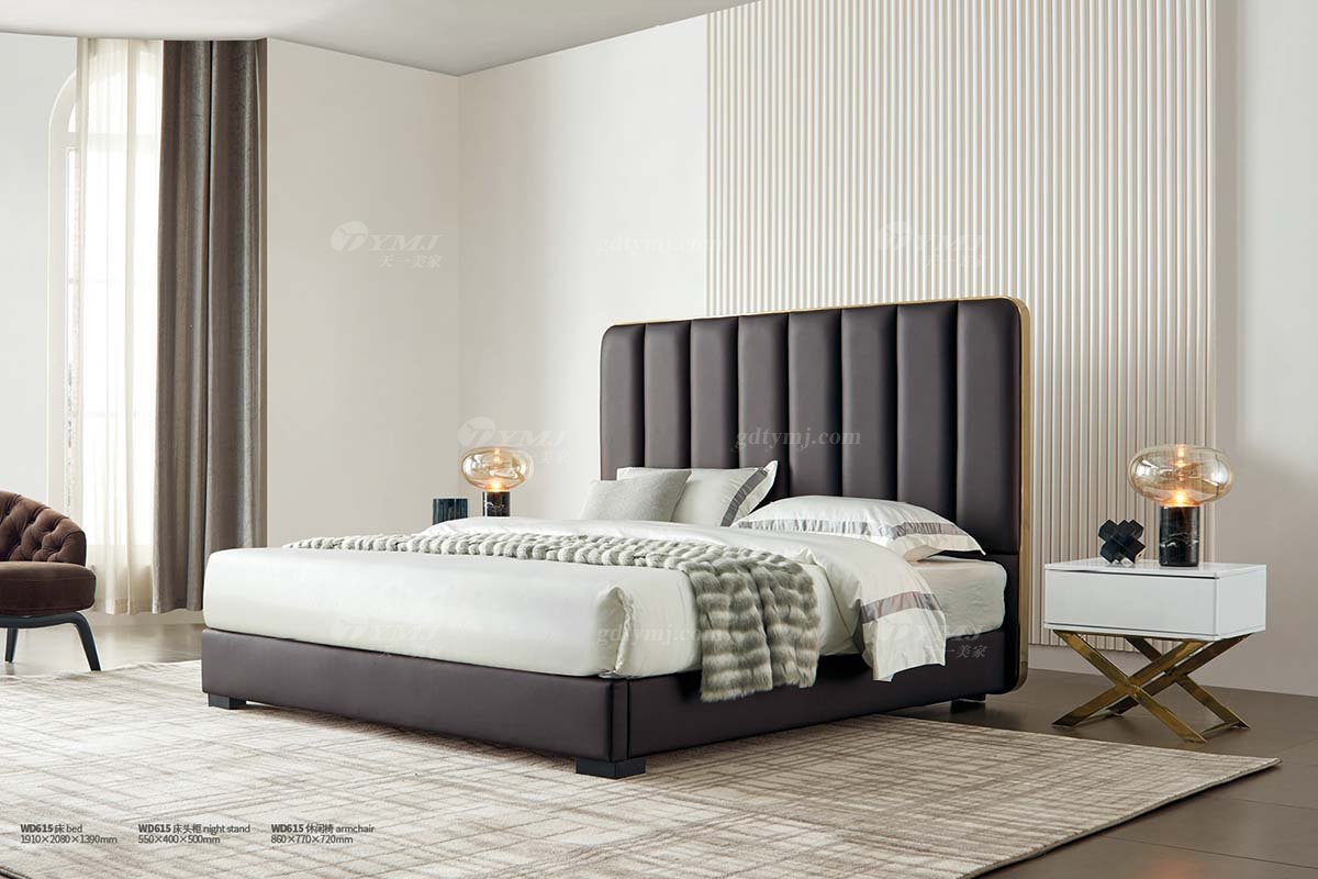 极简风格家具LUTUBE视频在线观看别墅会所大宅简约时尚E1级环保板+不锈钢床头柜WD615床头柜场景