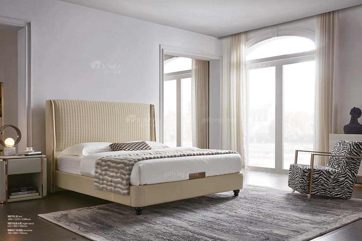 极简风格家具LUTUBE视频在线观看别墅会所大宅简约时尚实木大床WD701床场景