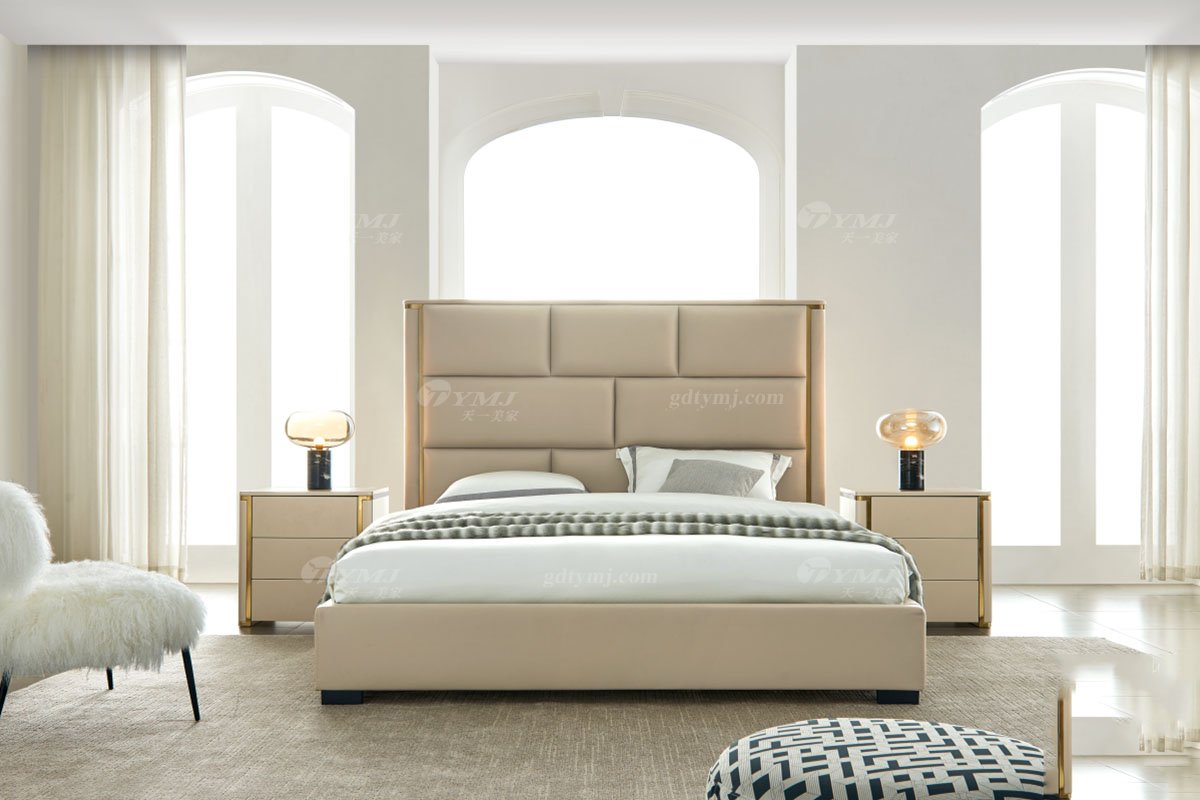 极简风格家具LUTUBE视频在线观看别墅会所大宅简约进口实木大床WD702床场景