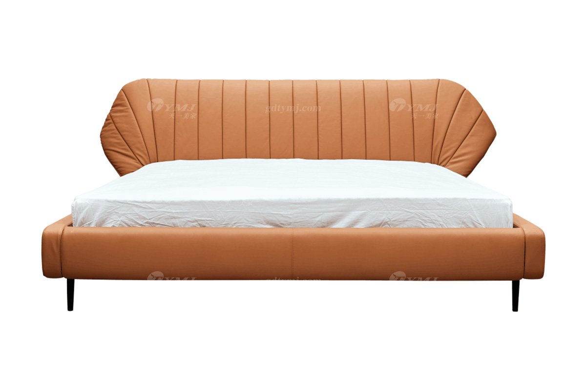 极简风格家具LUTUBE视频在线观看别墅会所大宅时尚进口实木橙色大床