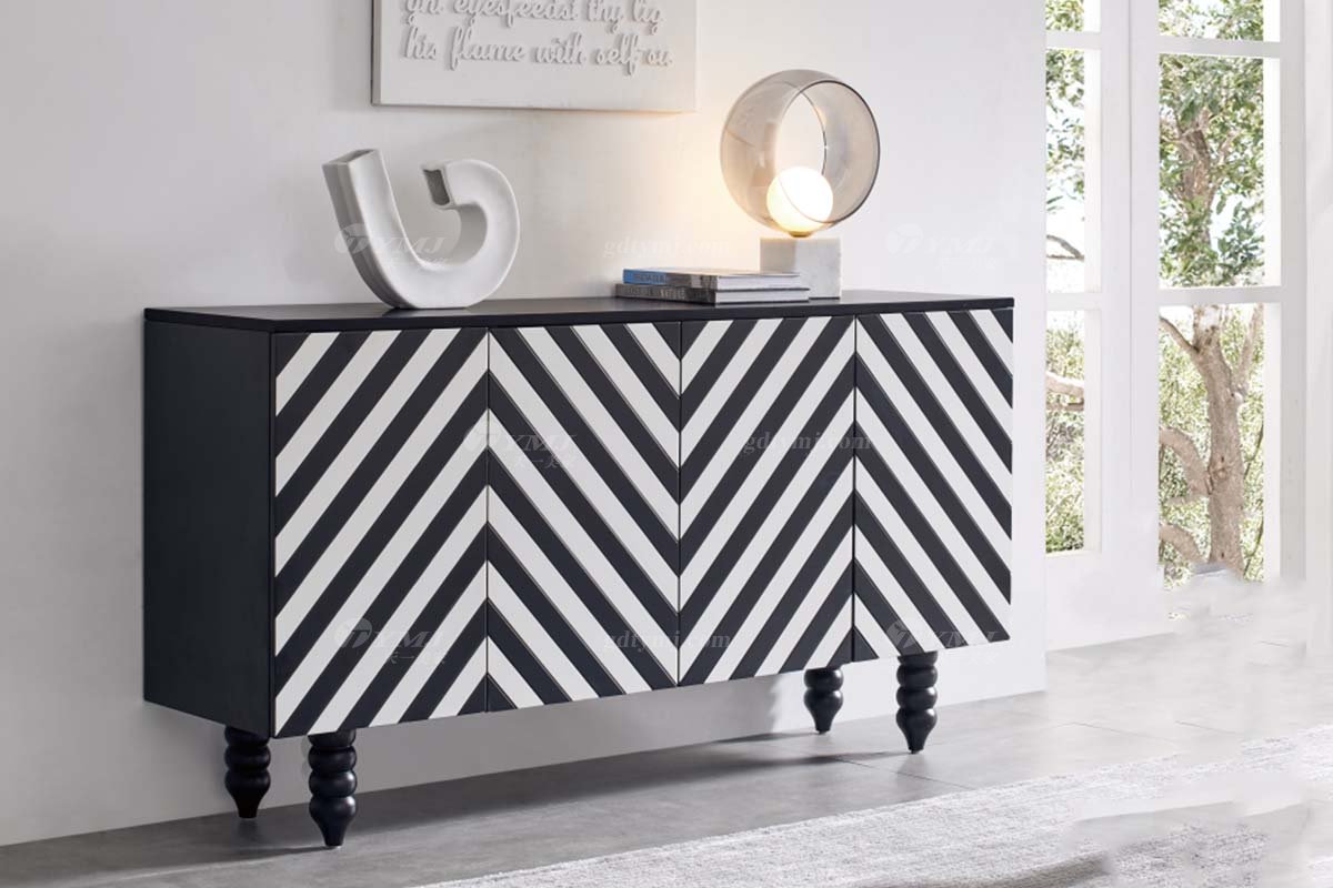 极简风格家具LUTUBE视频在线观看别墅会所大宅时尚E0级环保黑白相间纹餐边柜WD707餐边柜场景