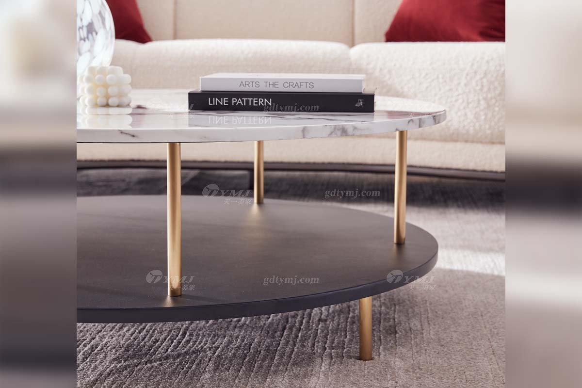 极简风格家具LUTUBE视频在线观看别墅会所大宅时尚不锈钢五金+天然大理石圆茶几WD713圆几场景