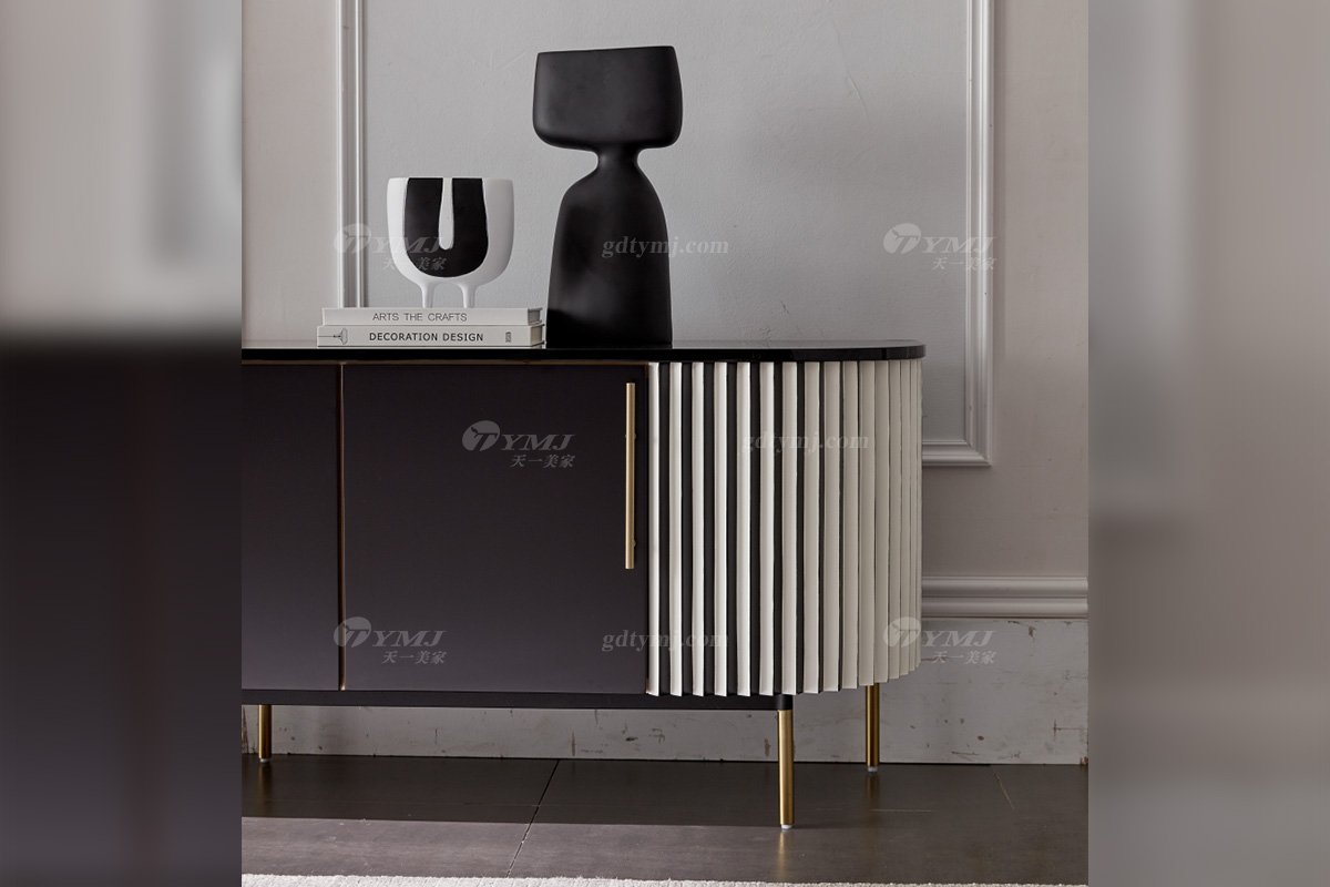 极简风格家具LUTUBE视频在线观看别墅会所大宅时尚E0级环保板+不锈钢脚黑白相间电视柜WD723电视柜场景