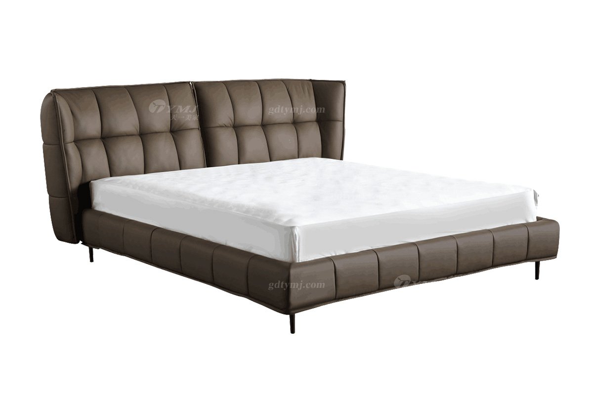 极简风格家具LUTUBE视频在线观看别墅会所大宅时尚舒适实木皮艺大床