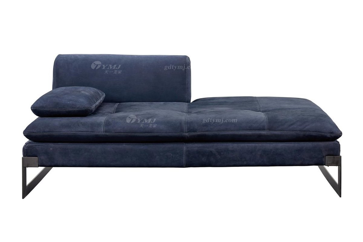 极简风格家具LUTUBE视频在线观看别墅会所大宅简约实木磨砂皮无扶手贵妃沙发