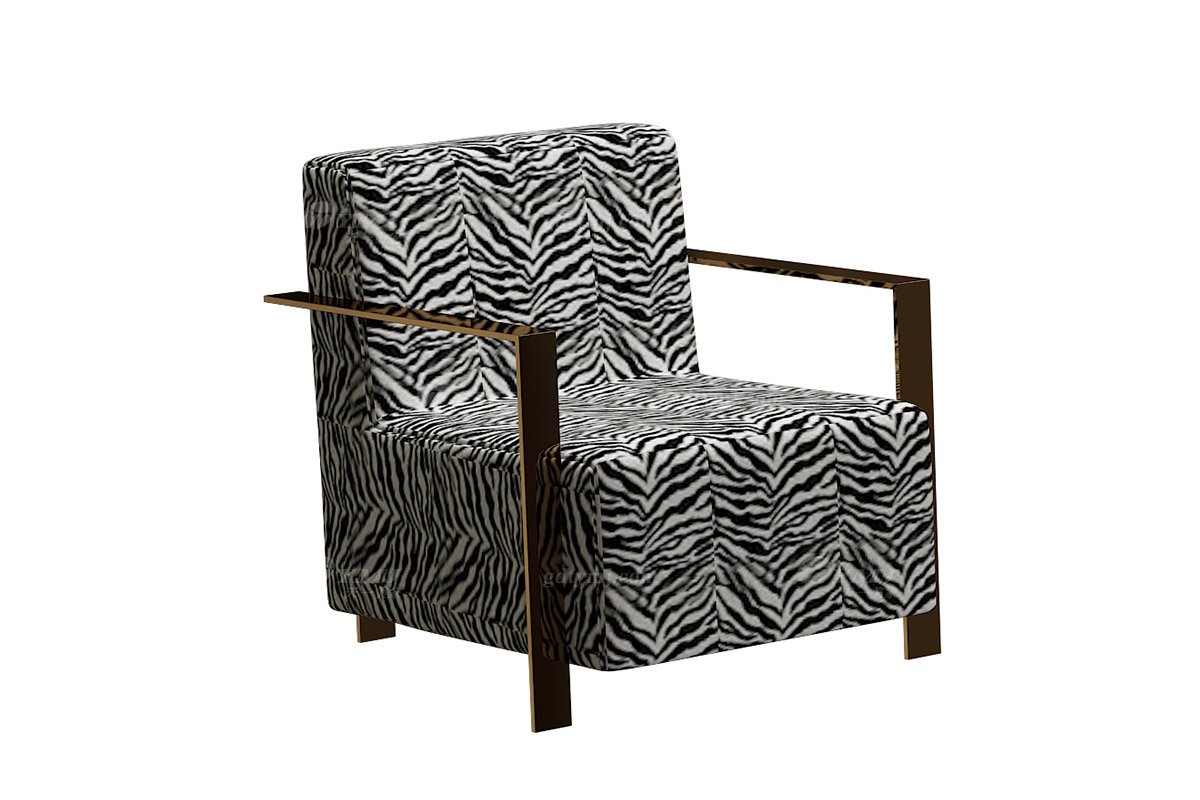 极简风格家具LUTUBE视频在线观看别墅会所大宅时尚简约不锈钢+条纹布艺休闲椅