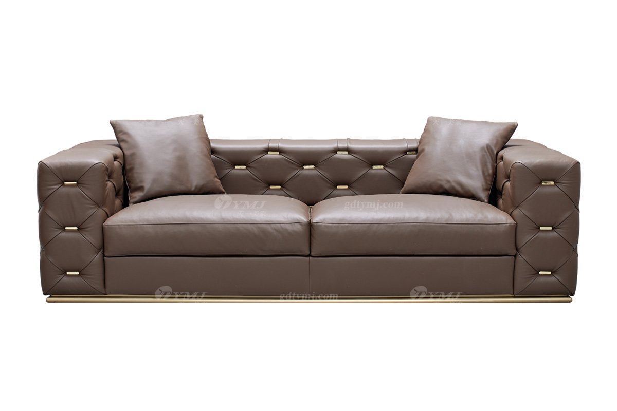 极简风格家具LUTUBE视频在线观看别墅会所大宅舒适简约进口实木半皮软包棕色四位沙发