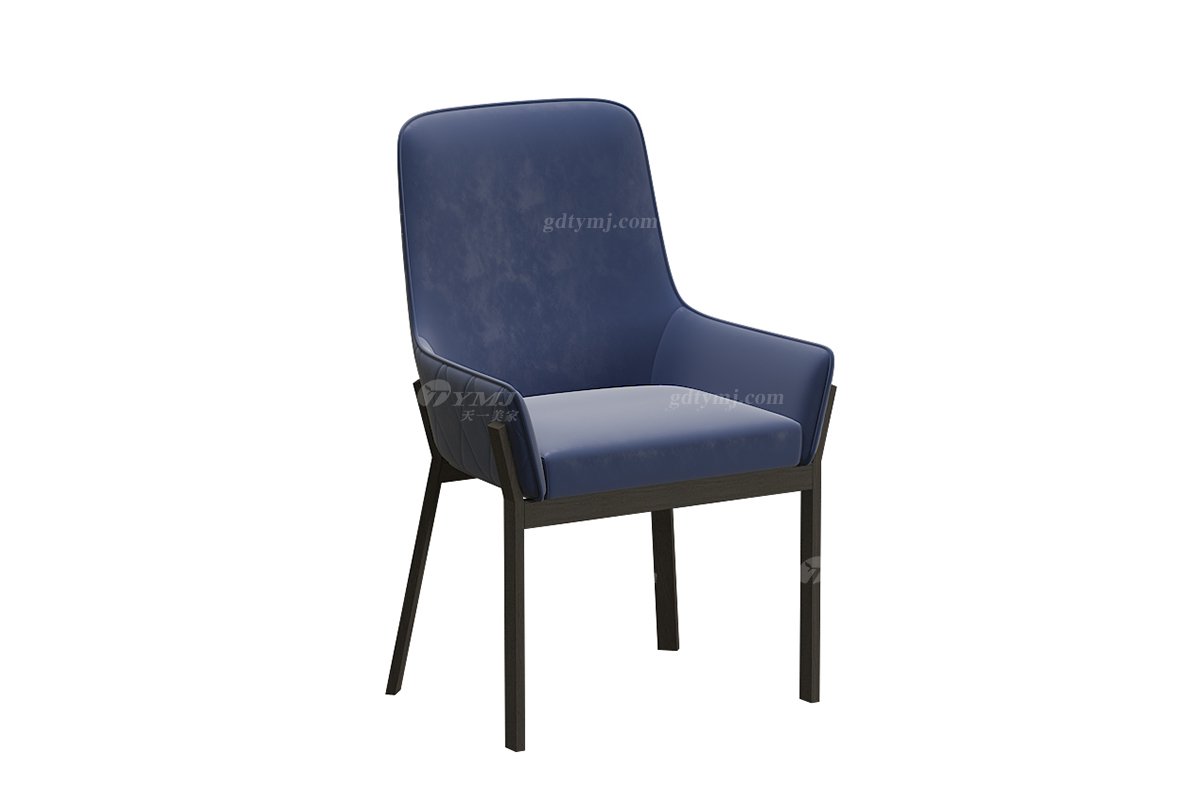 极简风格家具LUTUBE视频在线观看别墅会所大宅舒适简约不锈钢+蓝色超纤餐椅