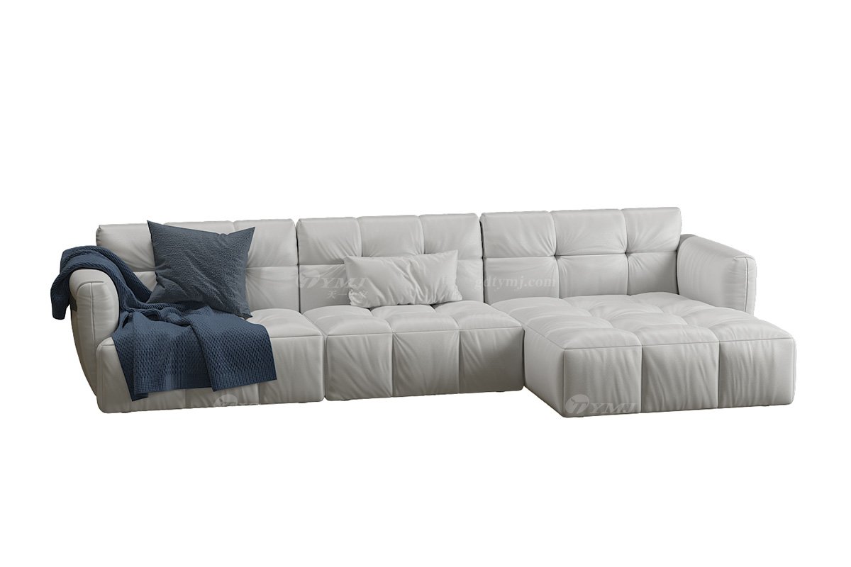 极简风格家具LUTUBE视频在线观看别墅会所大宅舒适简约进口落叶松实木灰色半皮组合沙发