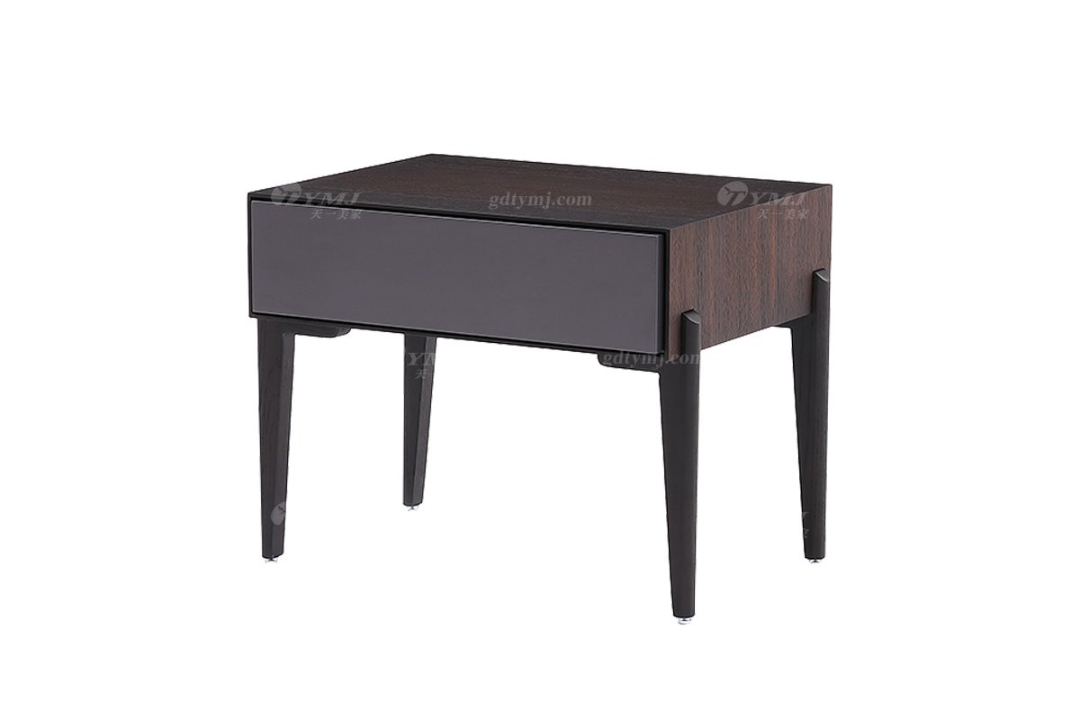 意式极简风格家具LUTUBE视频在线观看别墅会所大宅简约进口欧橡烟熏色床头柜BRK2113床头柜