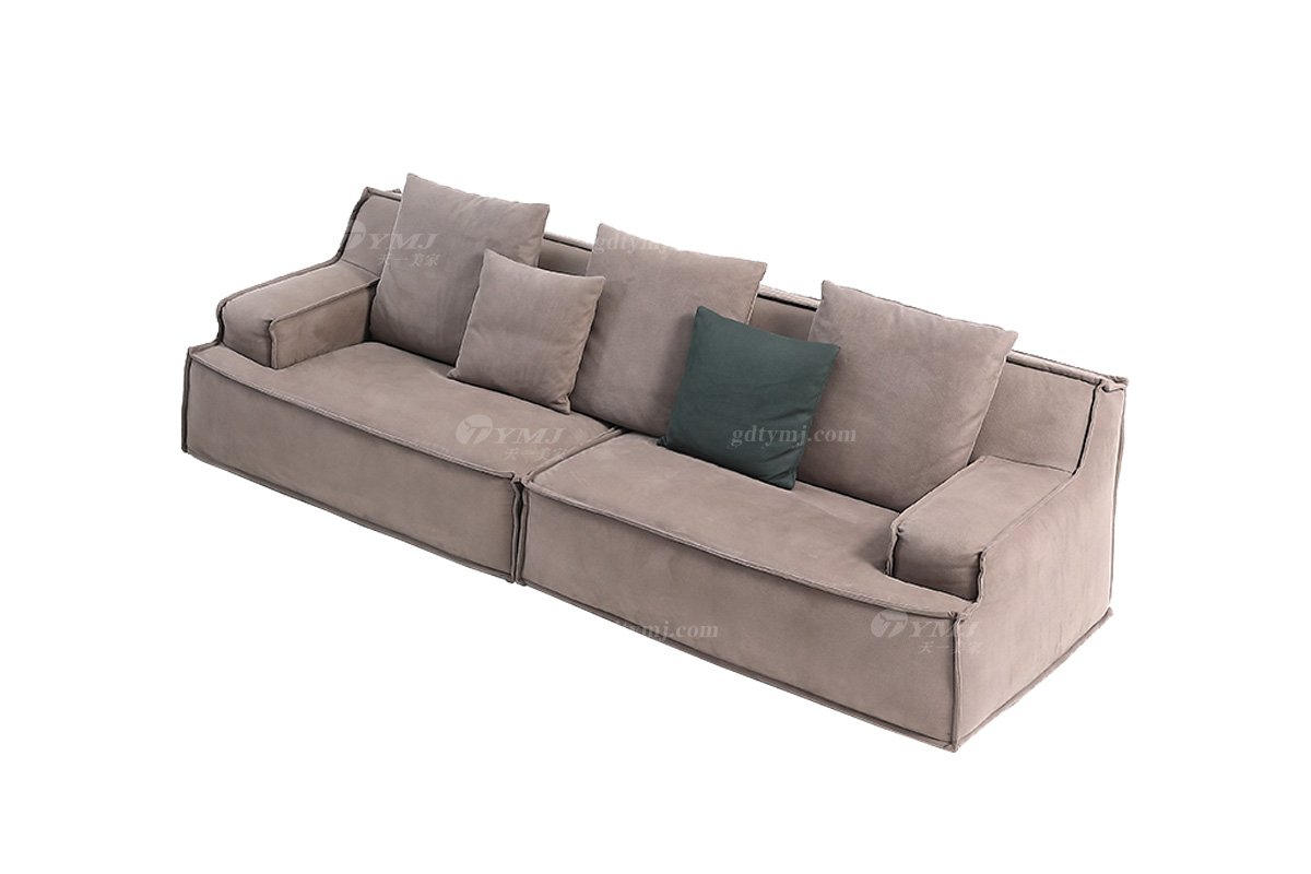 意式极简风格家具LUTUBE视频在线观看别墅会所大宅时尚简约实木布艺四位沙发F9321四位沙发