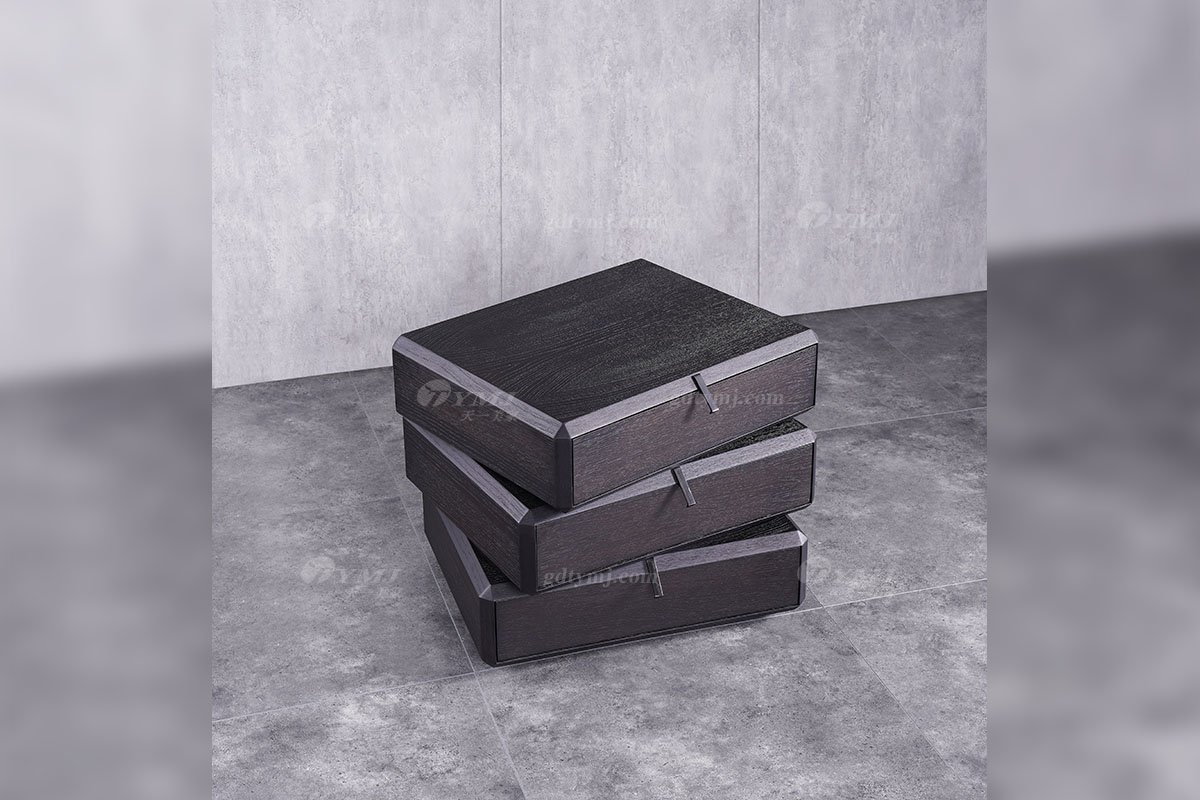 意式极简风格家具LUTUBE视频在线观看别墅会所大宅时尚简约创意实木烟熏床头柜BRK2116床头柜场景