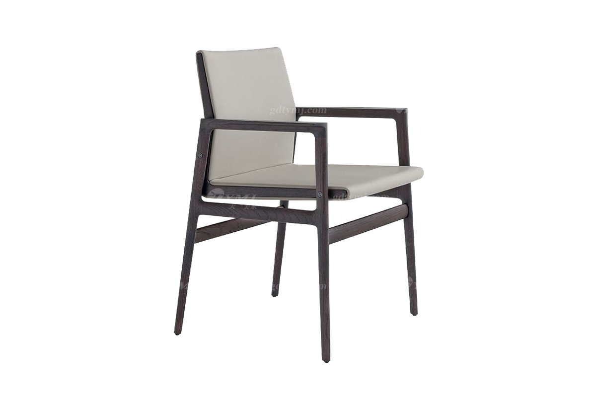 意式极简风格家具LUTUBE视频在线观看别墅会所大宅时尚创意简约实木+超纤餐椅BRF1808-3扶手餐椅