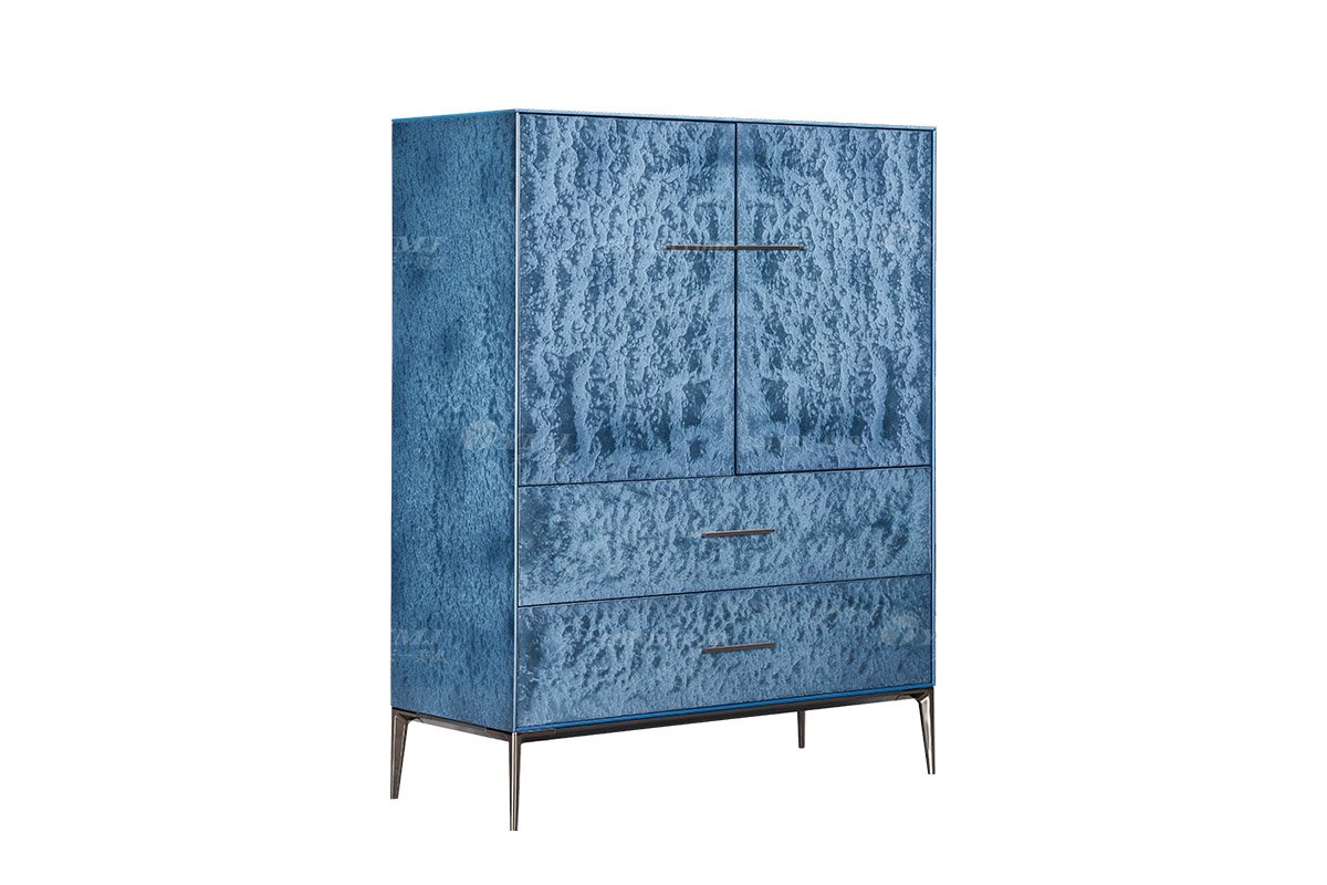 时尚LUTUBE视频在线观看意式极简家具大宅家用大气拉丝不锈钢五金脚墨绿色水波纹装饰柜