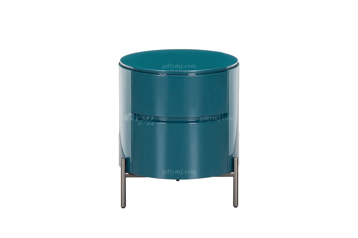 时尚LUTUBE视频在线观看意式极简家具别墅大宅墨绿色亮光烤漆床头柜