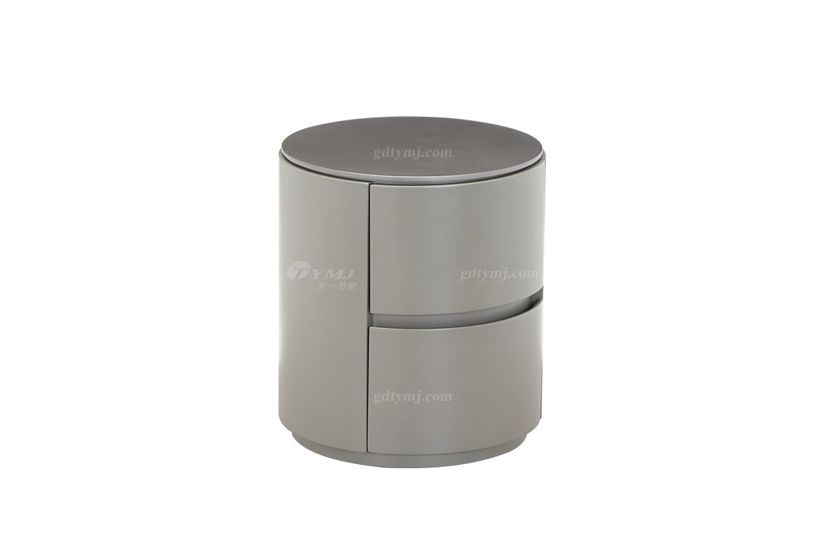 时尚LUTUBE视频在线观看意式极简家具别墅大宅莫兰迪灰哑光漆床头柜