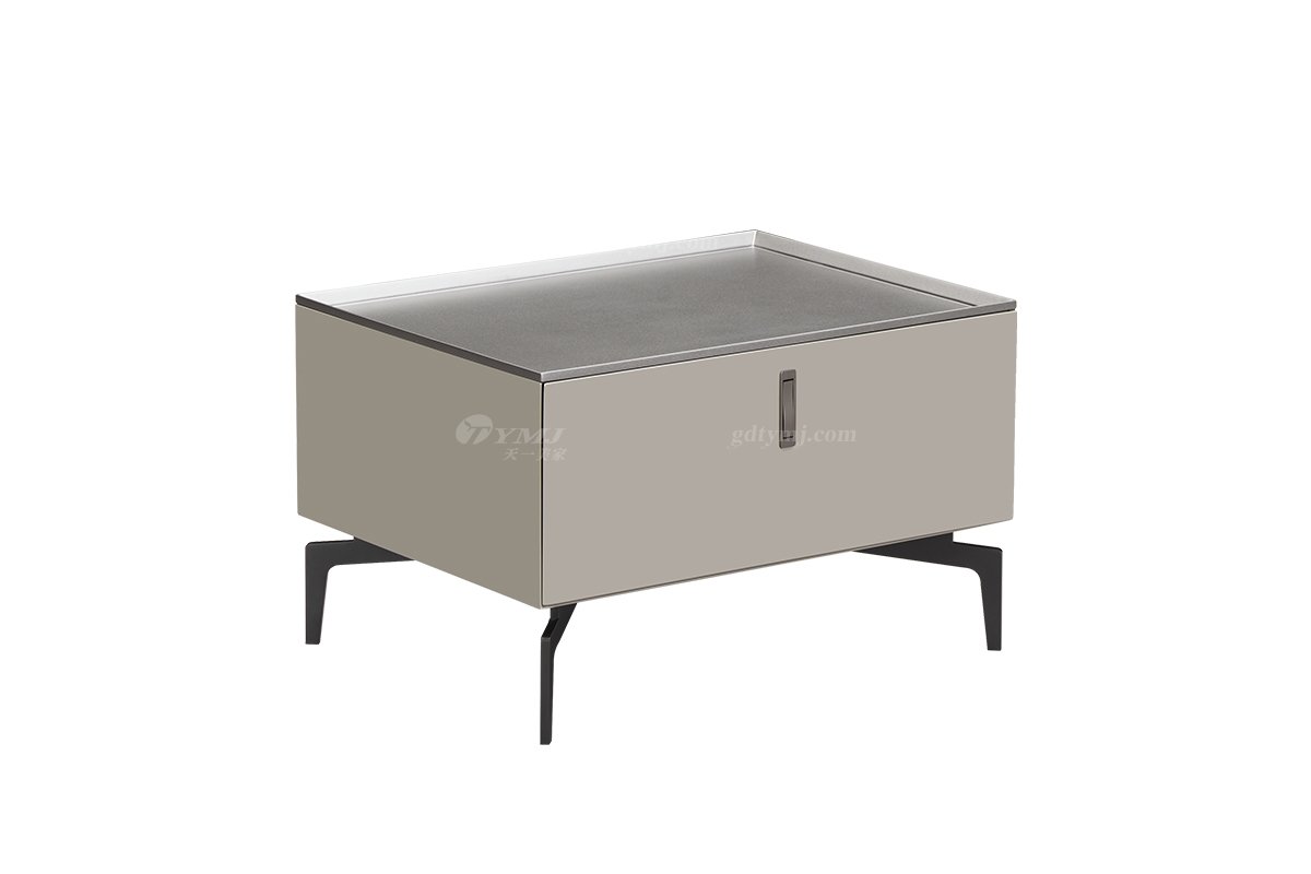 时尚LUTUBE视频在线观看意式极简家具别墅大宅莫兰迪灰高亮光床头柜