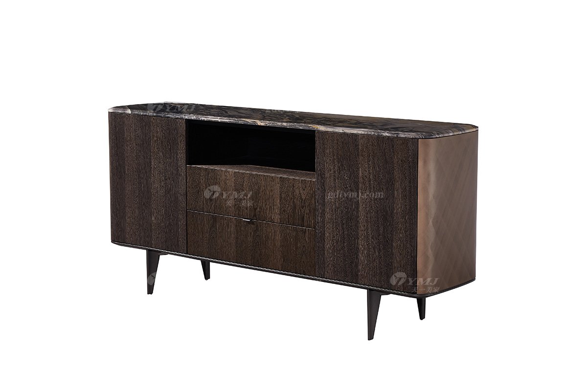 时尚LUTUBE视频在线观看意式极简家具别墅大宅家用大理石面实木餐边柜